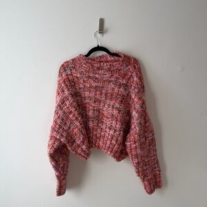 FREE PEOPLE pink/ orange confetti chunky cable knit sweater M/6